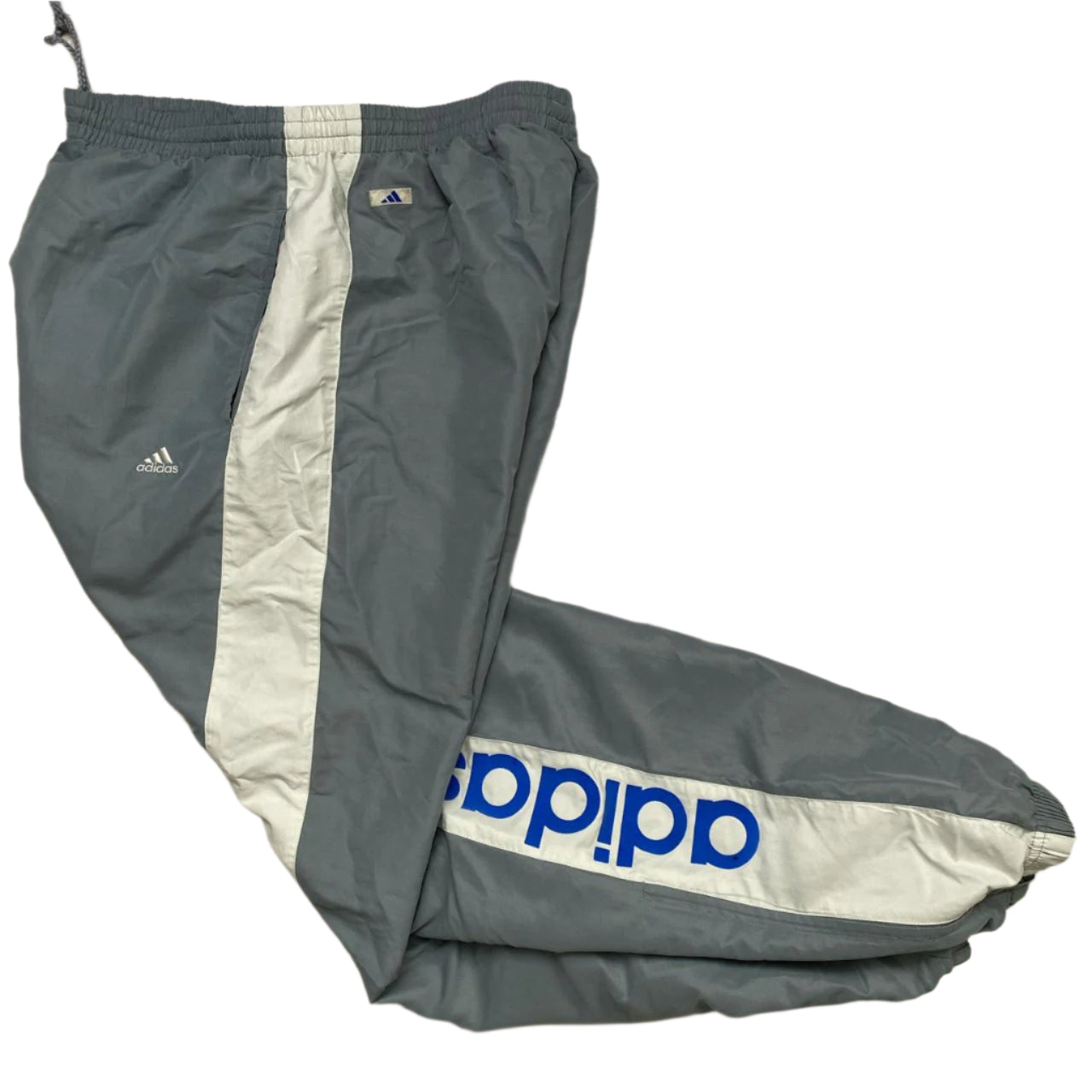 Adidas Grey and Blue Shell Trackpant Bottoms (M)