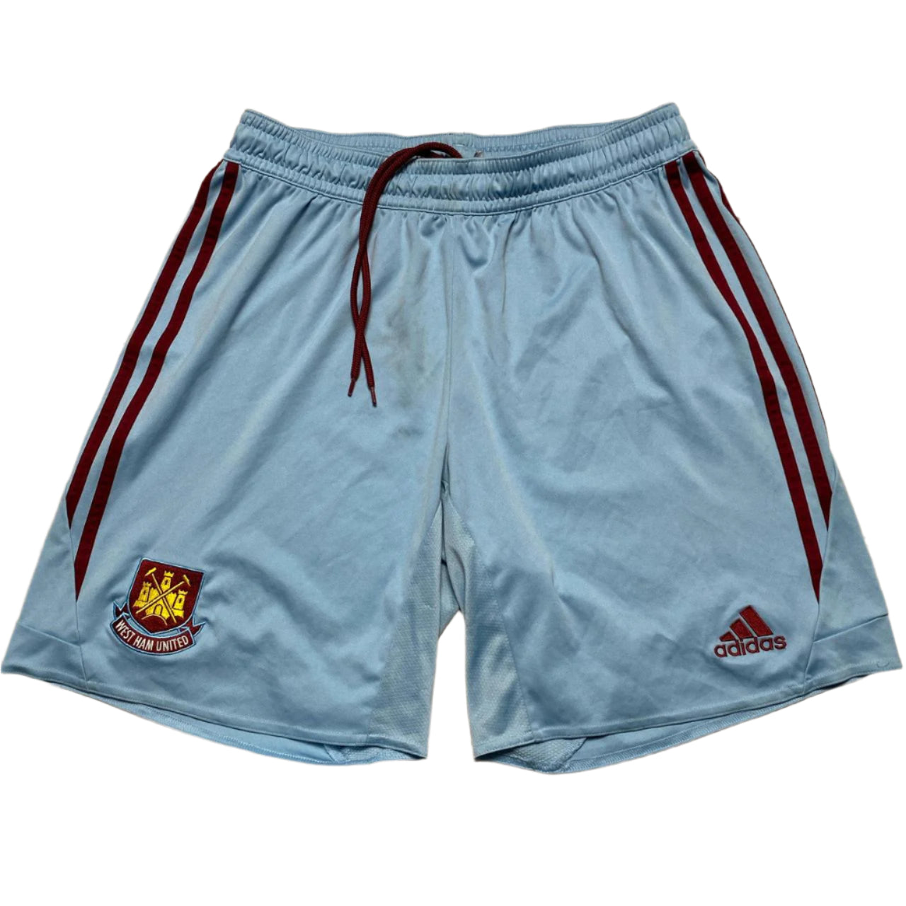 Adidas West Ham Vintage Climacool Football Shorts Light Blue and Burgundy (L)