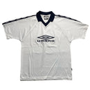 Umbro Vintage White and Navy 90’s Jersey Polo T Shirt (M)