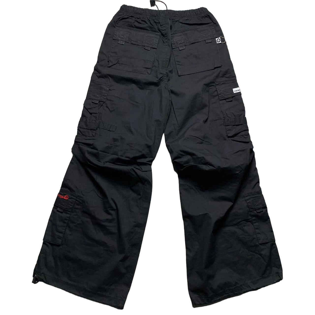 Criminal Damage Black and Red Cargo Baggy Combat Trousers (S)