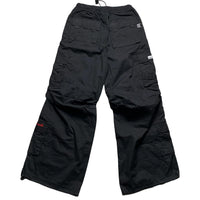 Criminal Damage Black and Red Cargo Baggy Combat Trousers (S)