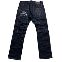 K&M Vintage Kosmolupo White Stitch Embroidery y2k Jeans (34W)
