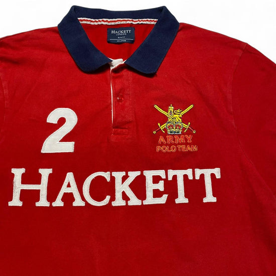 Hackett London Army Polo Team Vintage Polo Shirt Red and White (L)