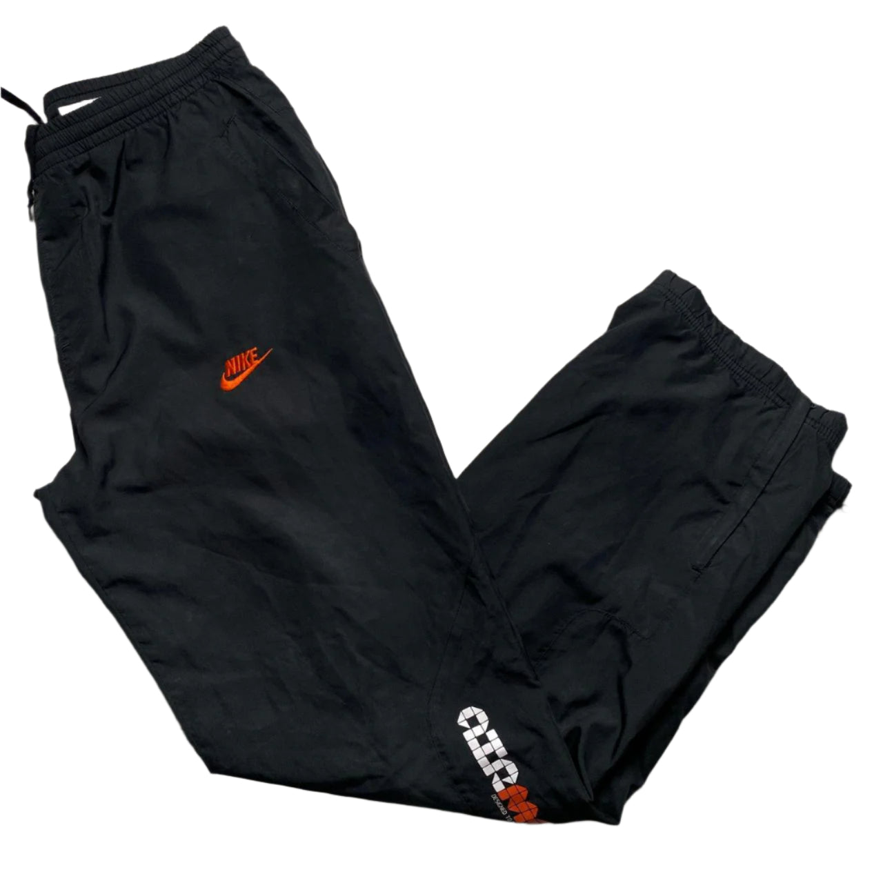 Nike Air Max LTD Black Orange and White Shell Baggy Trackpant Bottoms (S)