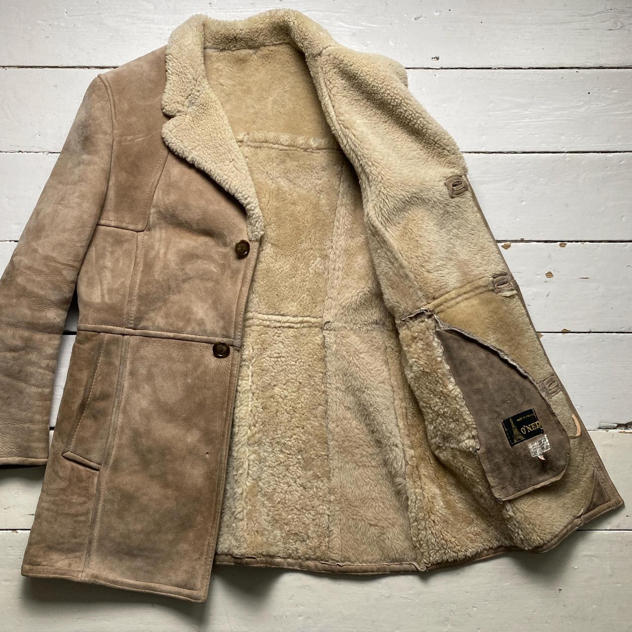 O’Ned Vintage Sheepskin Light Brown Long Coat