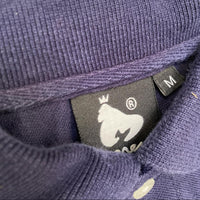 Money Clothing Navy and White Long Sleeve Polo Shirt (M)