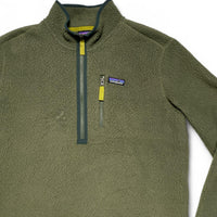 Patagonia Retro Pile Khaki Green Quarter Zip Fleece Jumper (L)