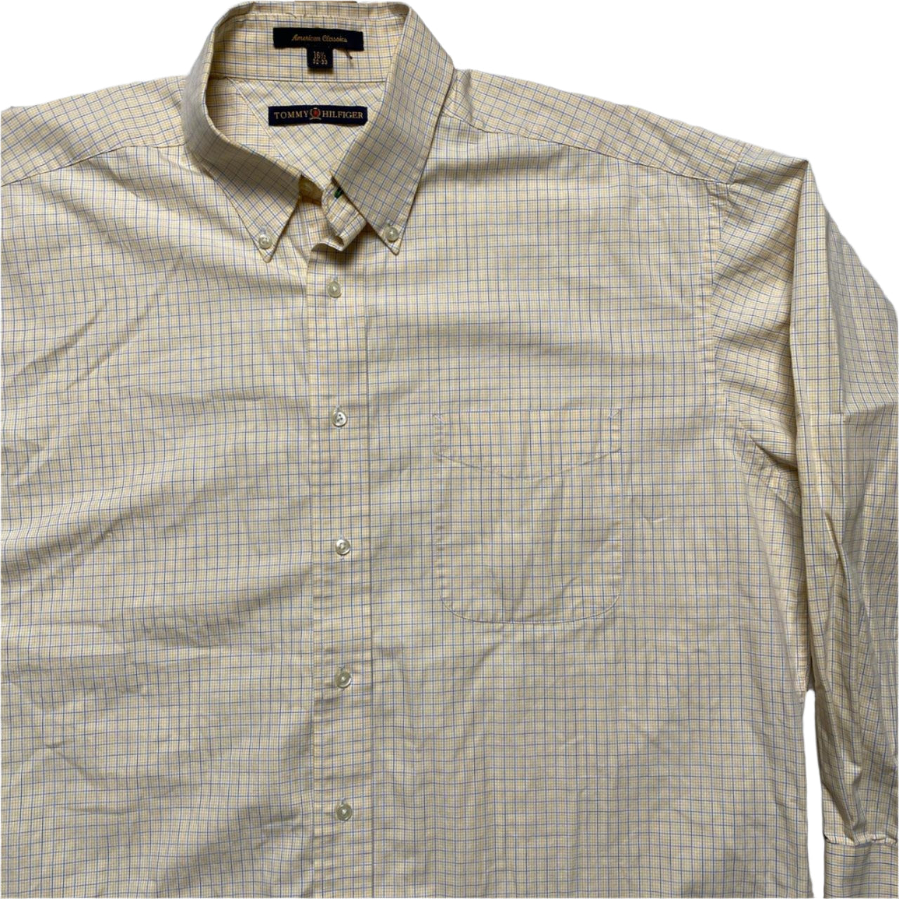 Tommy Hilfiger Vintage Checked Yellow and Blue Long Sleeve Shirt (XL)