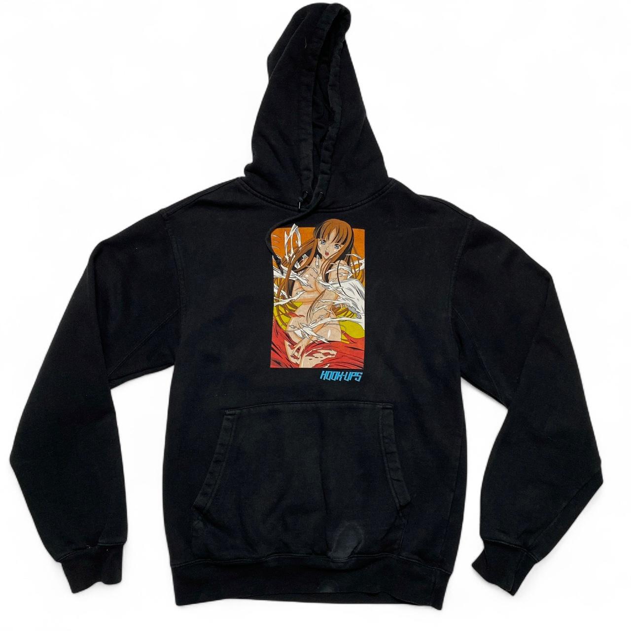 Hook Ups Anime Girl Hoodie Black (S)