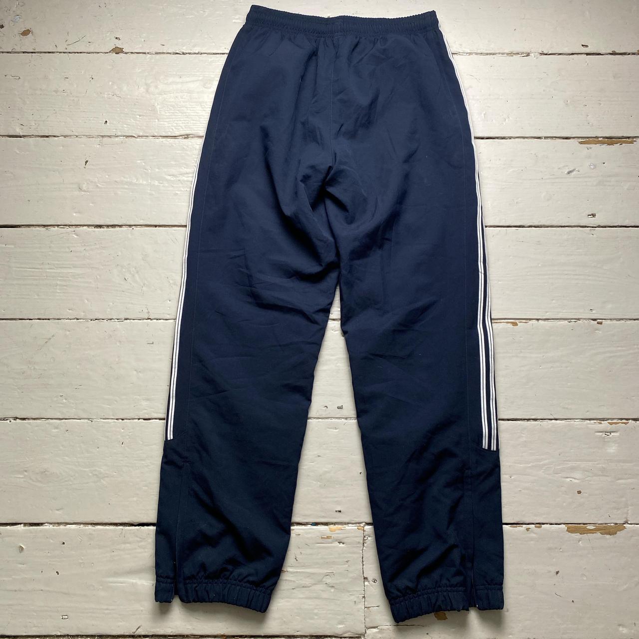 Adidas Navy and White Shell Trackpant Bottoms