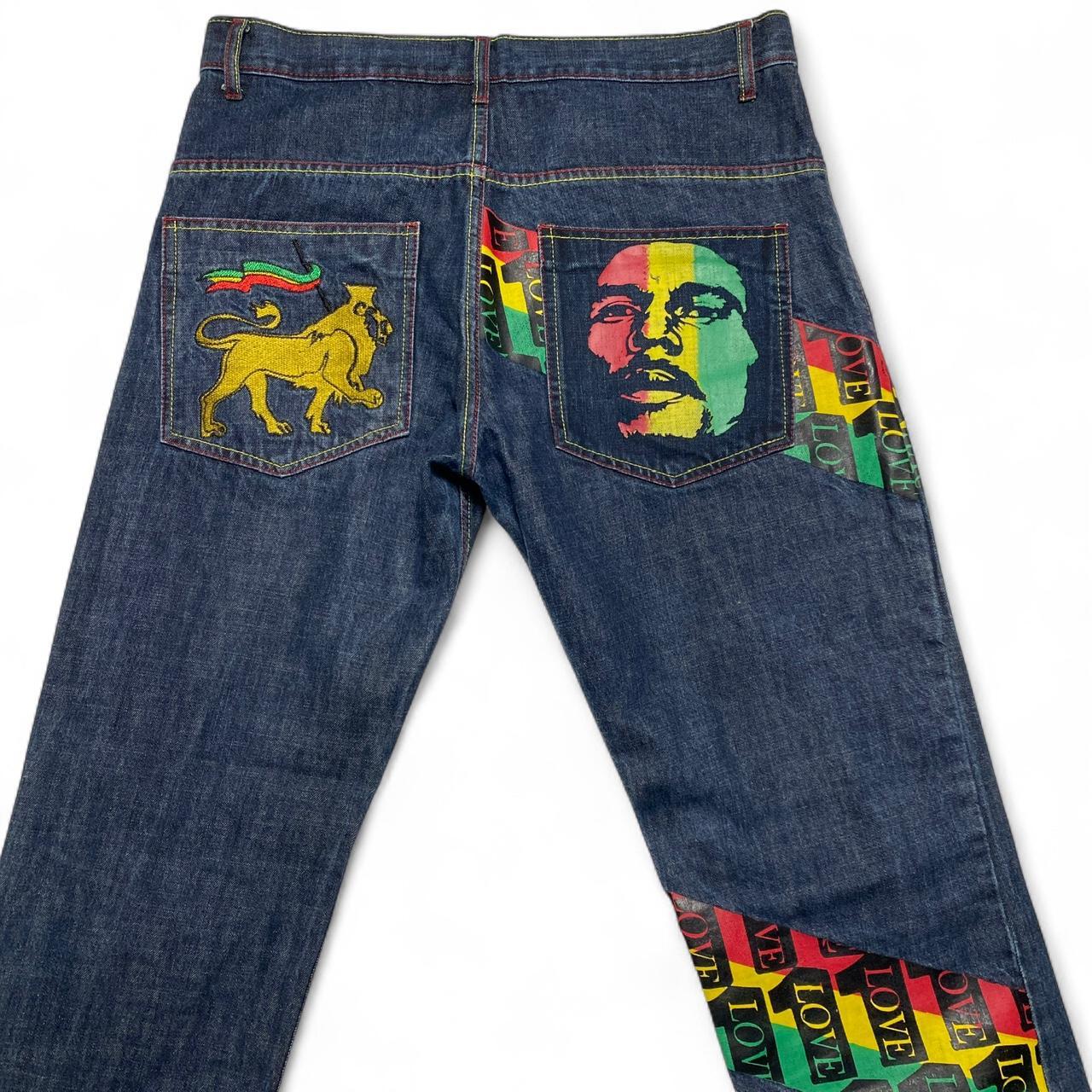 Bob Marley Rasta Vintage y2k Navy Jeans (36W)