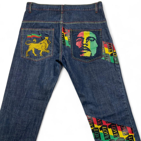 Bob Marley Rasta Vintage y2k Navy Jeans (36W)