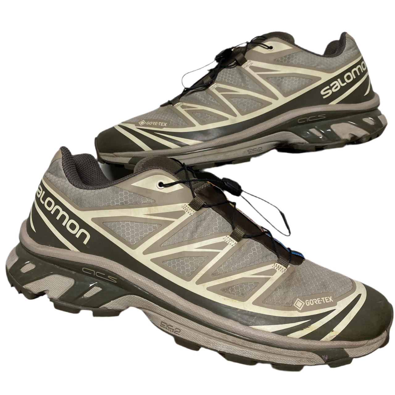 Salomon XT6 Goretex Khaki Brown Trainers (UK 12)