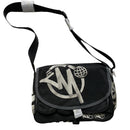 Minus Two Satchel Messenger Pouch Bag Black and Grey Embroidery