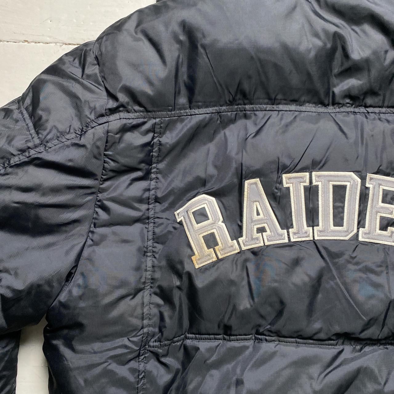 NFL Raiders Reebok Vintage Black Grey and White Puffer Jacket