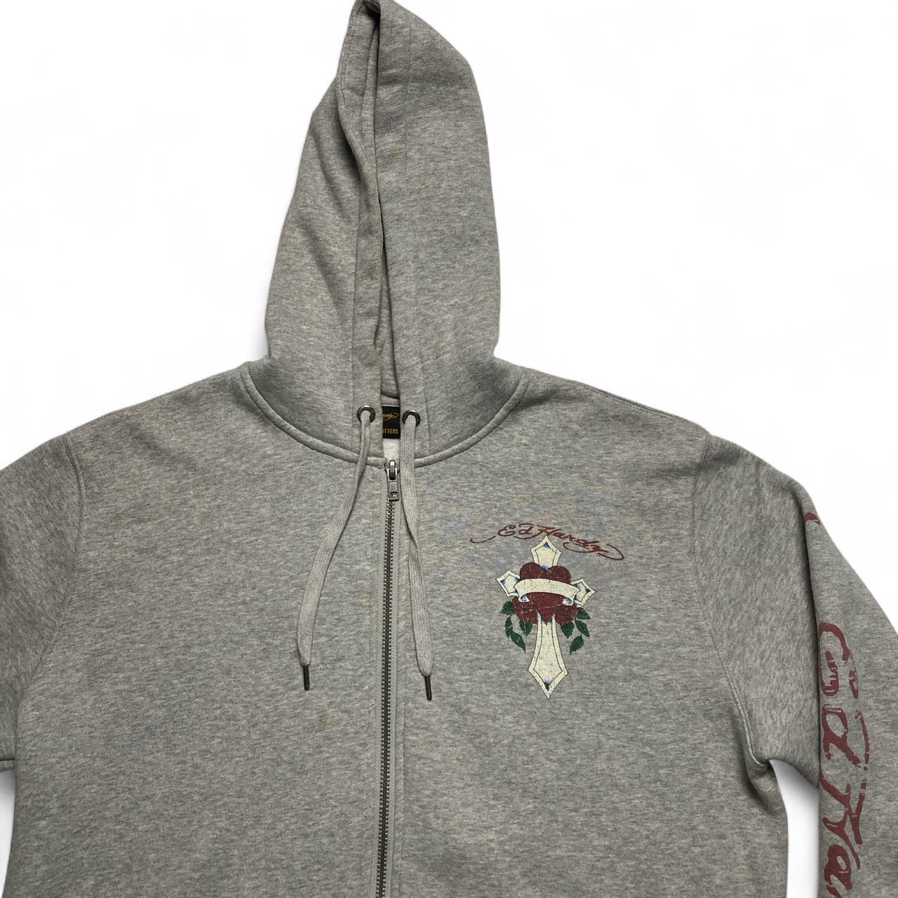Ed Hardy Grey Cross and Heart Hoodie