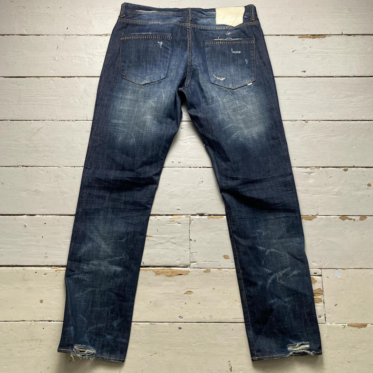 King Krash Distressed Stonewash Navy Jeans