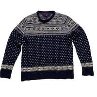 Tommy Hilfiger Navy and White Thick Knit Jumper (L)