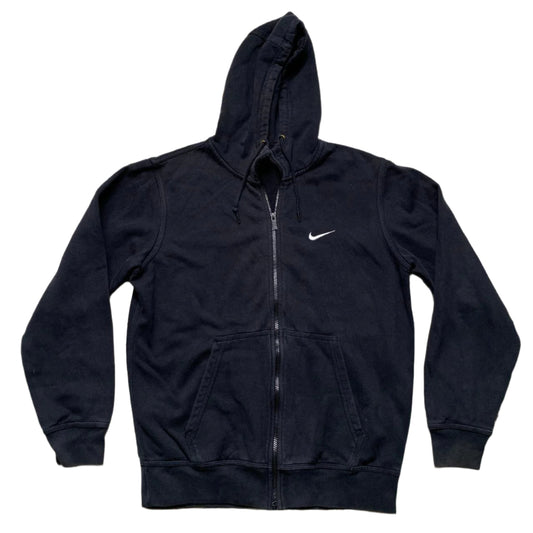Nike Black and White Swoosh Zip Hoodie (M)