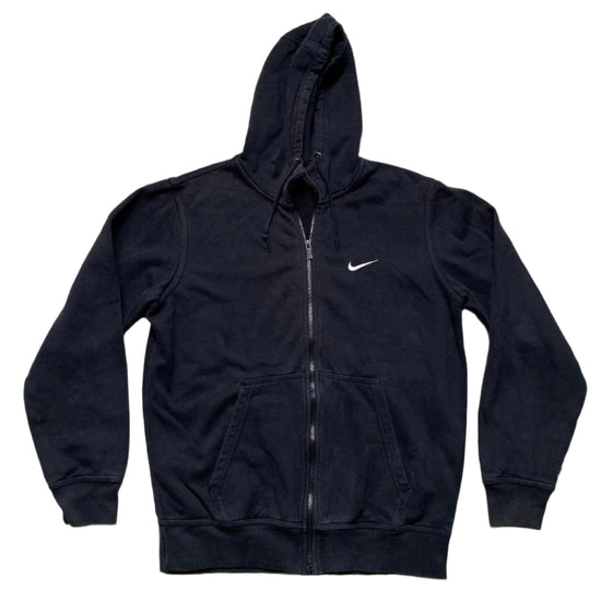 Nike Black and White Swoosh Zip Hoodie (M)