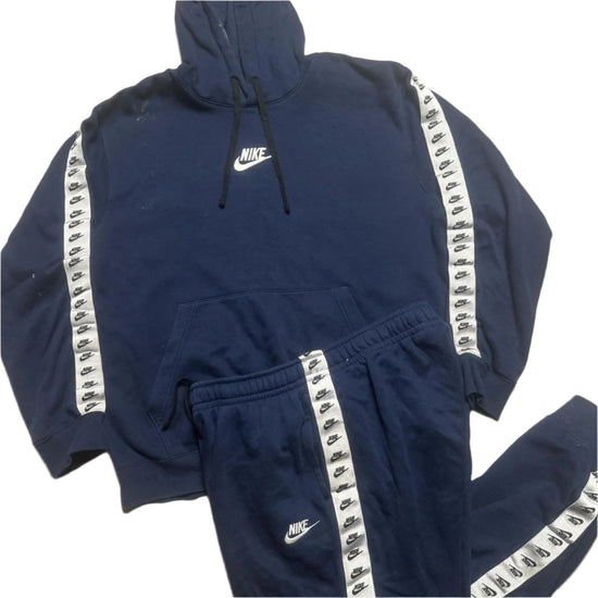 Nike Navy and White Multi Swoosh Full Tracksuit (L)
