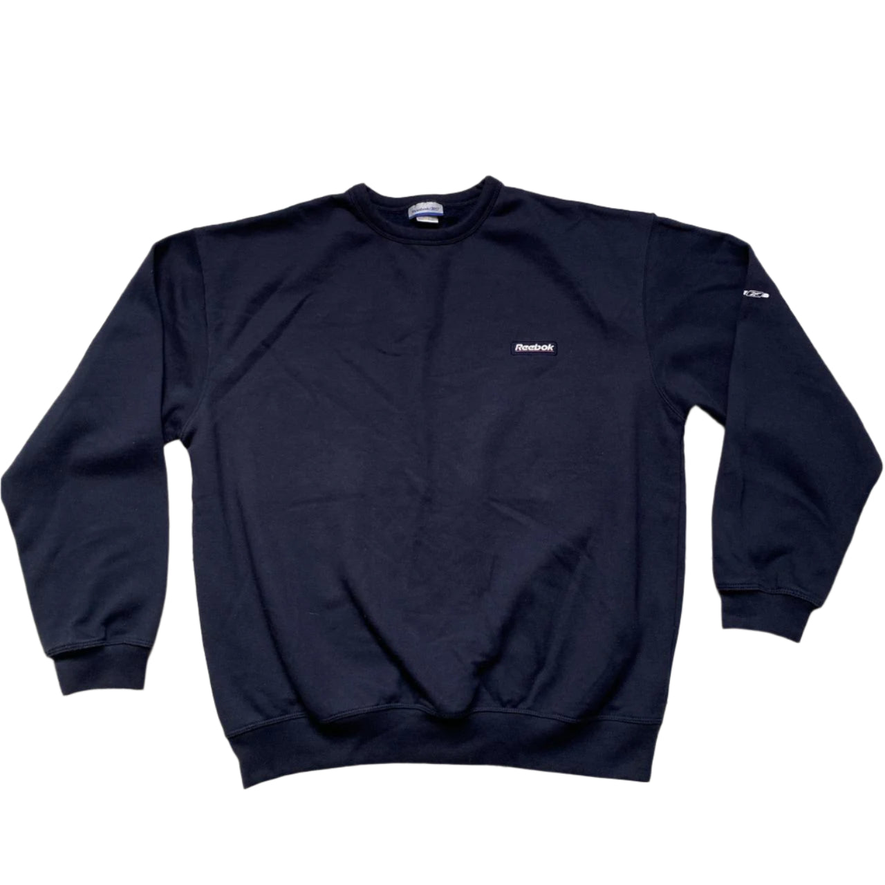 Reebok Navy and White Crewneck Jumper (M)
