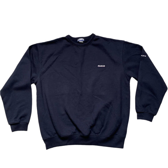 Reebok Navy and White Crewneck Jumper (M)
