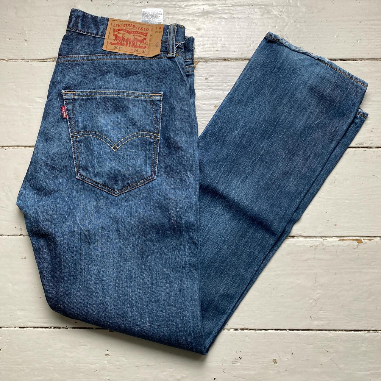 Levis 501 Baggy Navy Distressed Jeans