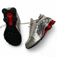 Nike Shox R4 Silver Metallic Red and White