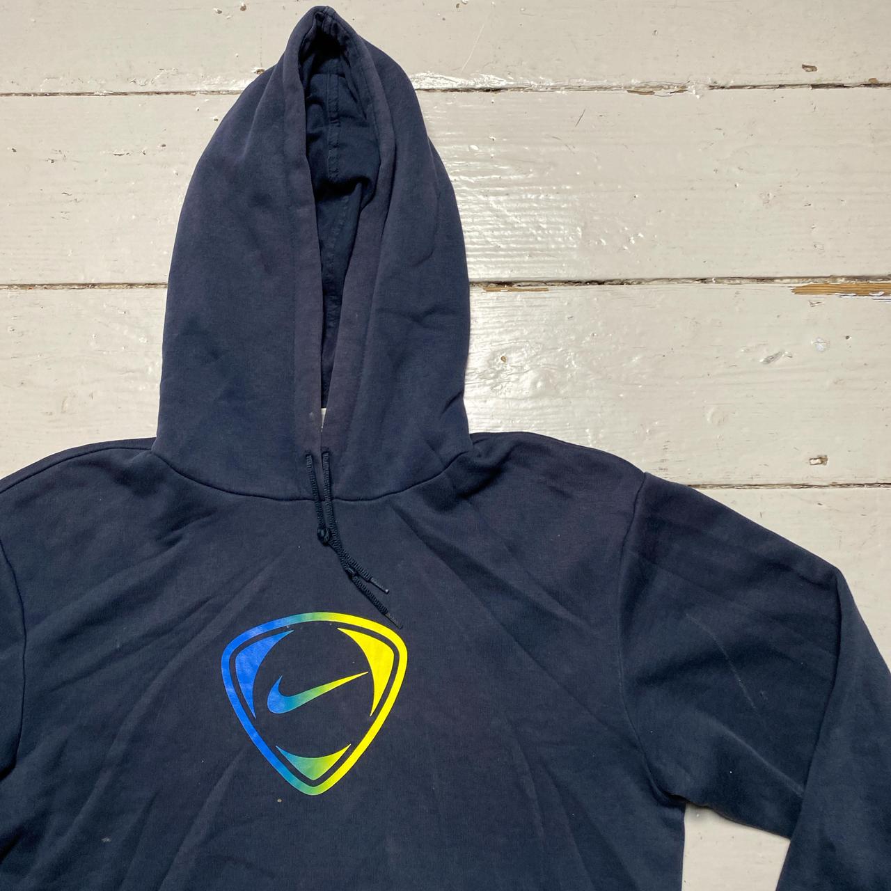 Nike Football Vintage y2k Navy Blue and Yellow Gradient Hoodie