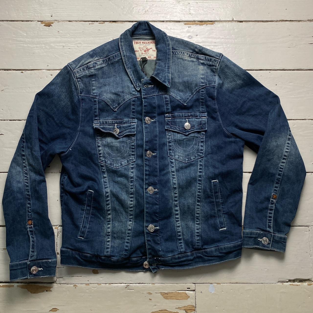 True Religon Denim White Stitch Navy Stonewash Denim Jacket