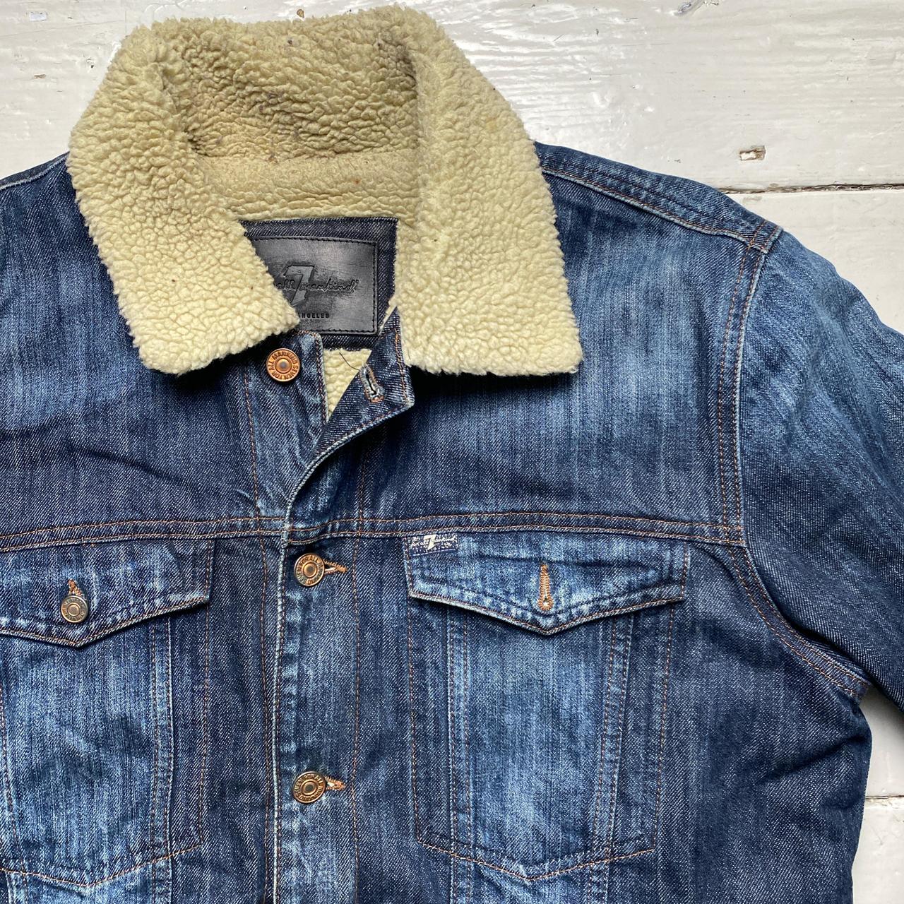 7 For All Man Kind Vintage Denim Sherpa Lined Jacket