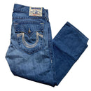 True Religion Blue and White Stitch Straight Baggy Jeans (36W)