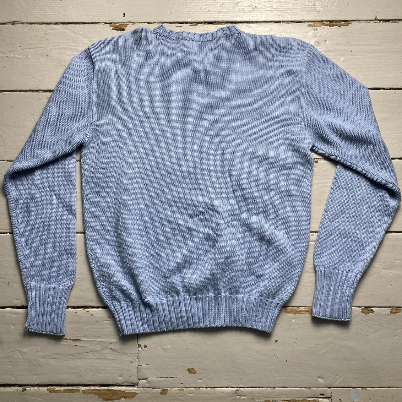 Polo Ralph Lauren Cable Knit Jumper Light Blue and Pink Pony