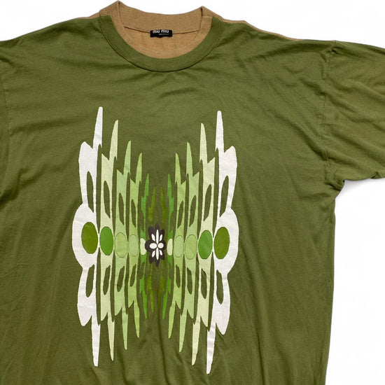 Miu Miu Vintage 2003 Psychedelic Green and Brown Jumper T Shirt (2XL)