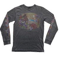 Stussy Hawaiian Motorbiker Girl Grey Floral Long Sleeve T Shirt (S)