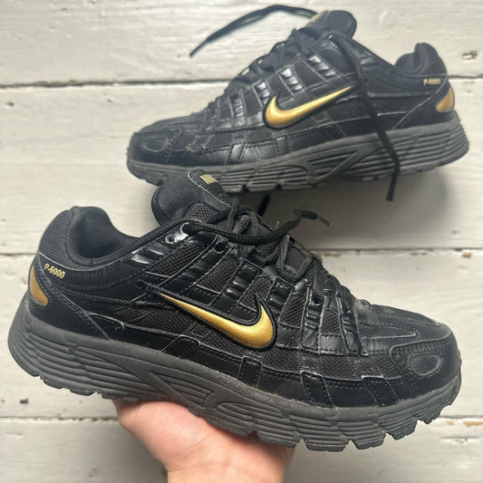 Nike P-6000 Black and Gold Trainers