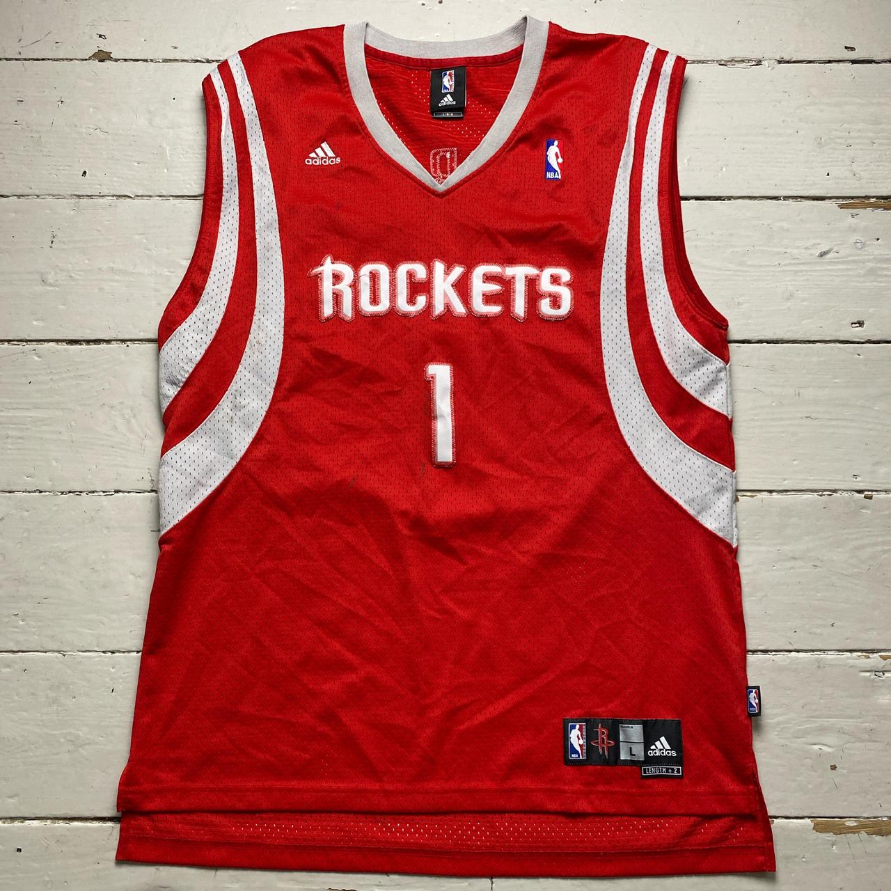 Houston Rockets Adidas McGrady Number 1 Red and White Basketball Jersey Vest