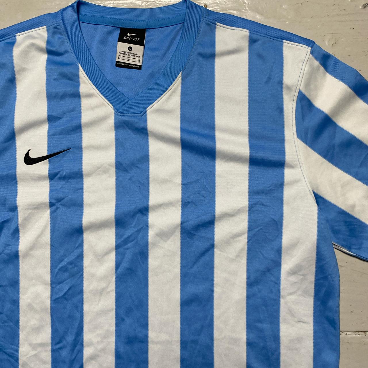 Nike Blue and White Stripe Football Jersey