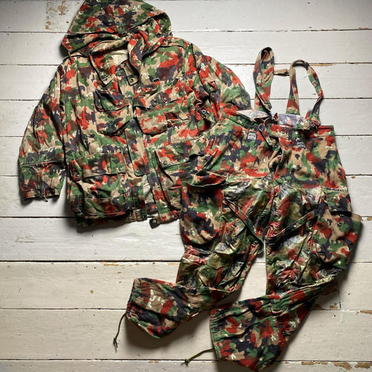 Camo Bretel CH Vintage Military Red Green and Brown Camouflage Jacket and Dungarees