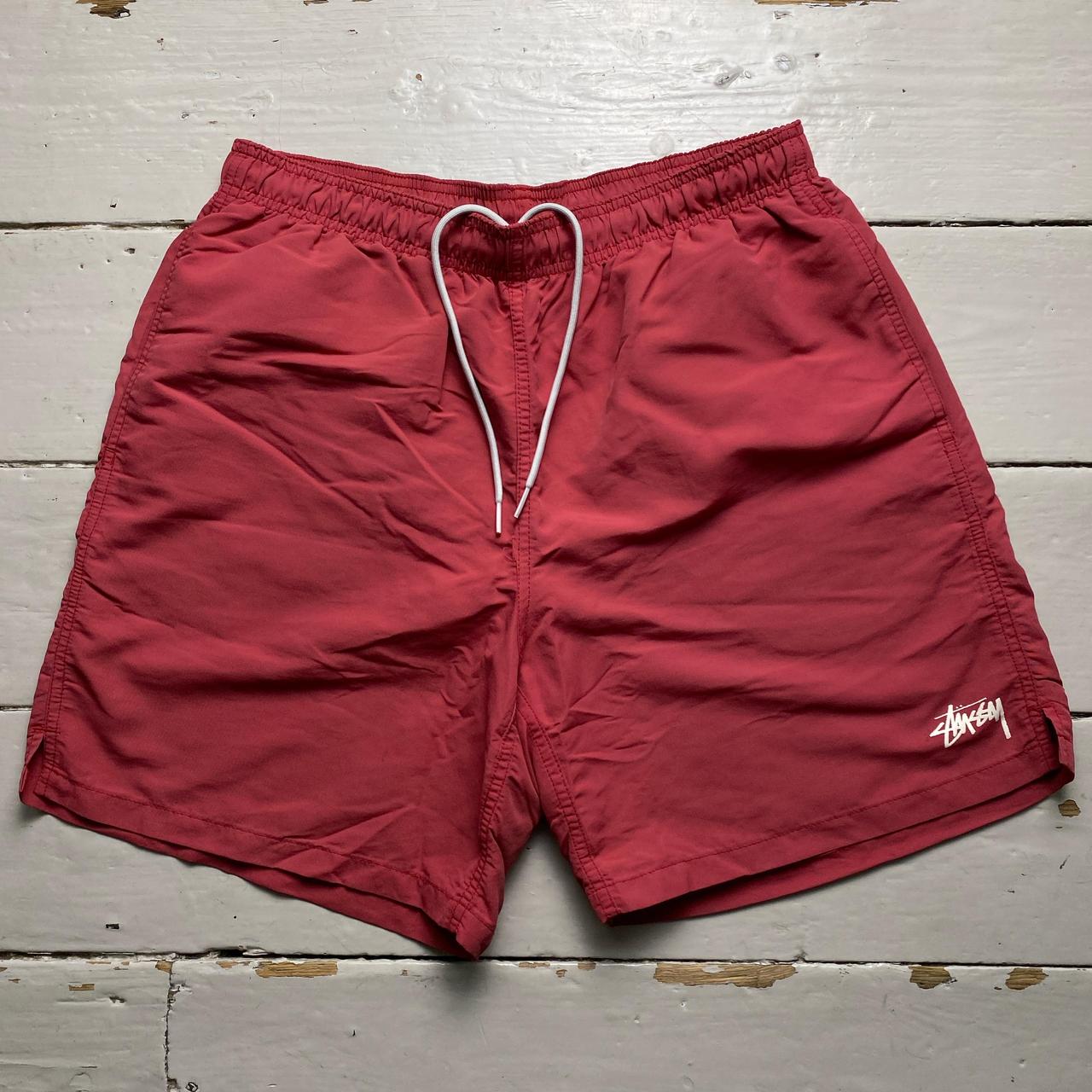 Stussy Pinky Red and White Shell Shorts