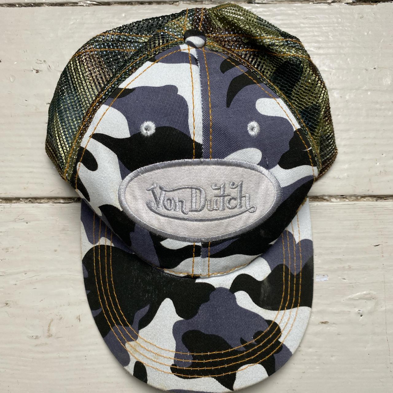 Von Dutch Grey and White Camouflage Trucker Cap