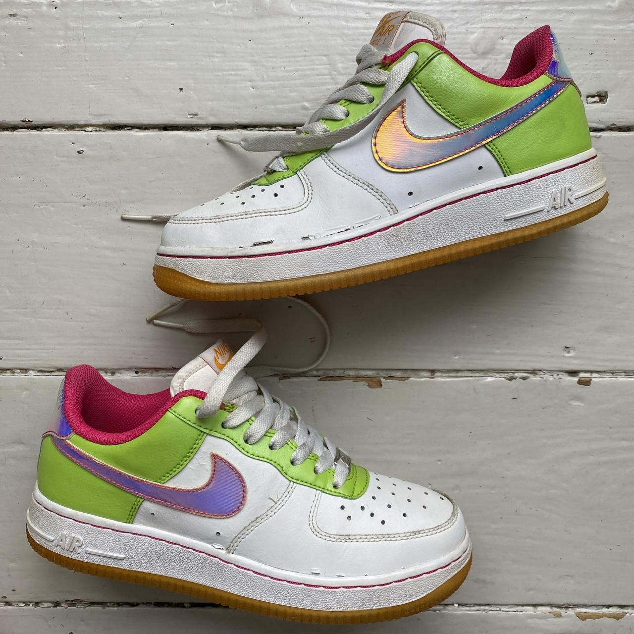 Nike Air Force 1 Vintage White Green and Pink