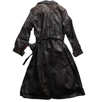 Leone London Vintage Brown Long Leather Trench Coat (S)