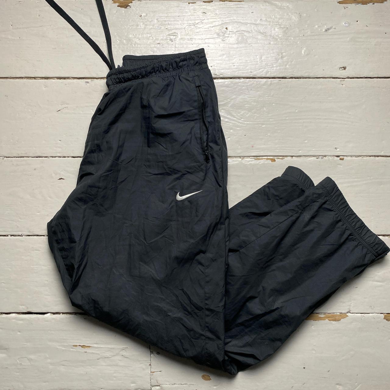 Nike Black and White Swoosh Shell Trackpant Baggy Bottoms