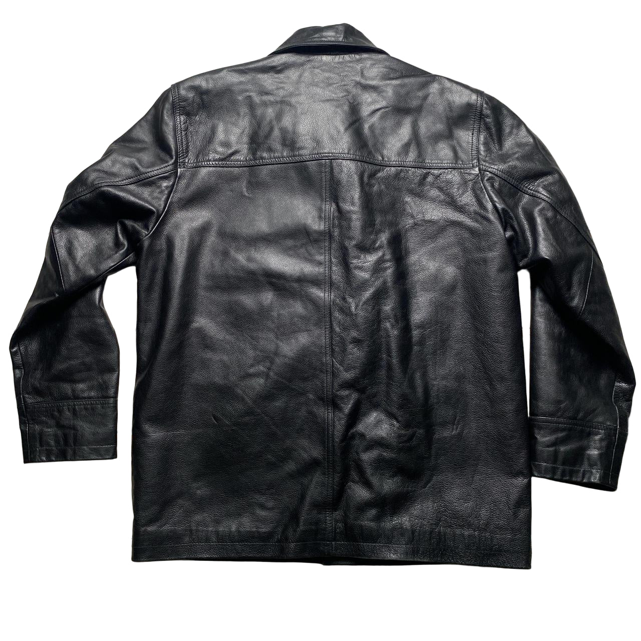 Aviatrix Black Leather Peacoat Jacket (M)
