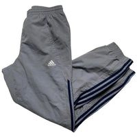 Adidas Grey White and Navy Stripes Shell Nylon Trackpant Bottoms (M)