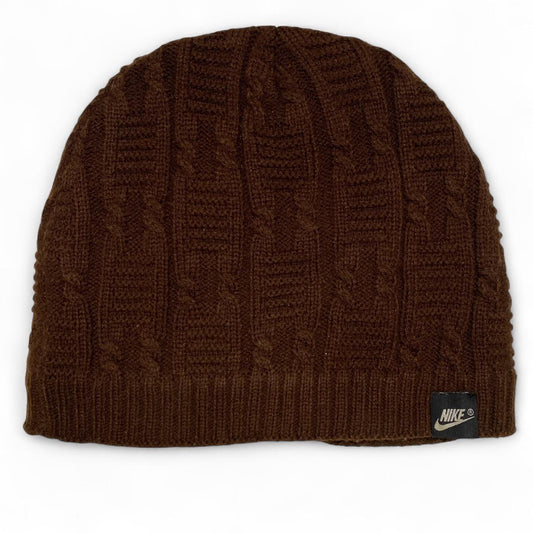 Nike Brown Cable Knit Beanie Hat