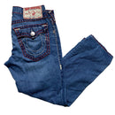 True Religion Ricky Super T Big Red and White Stitch Blue Jeans (34W)