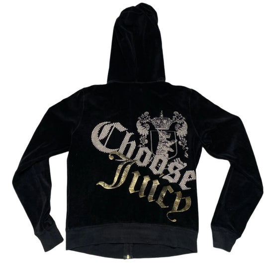 Juicy Couture Choose Juicy Black Velour Hoodie (L)